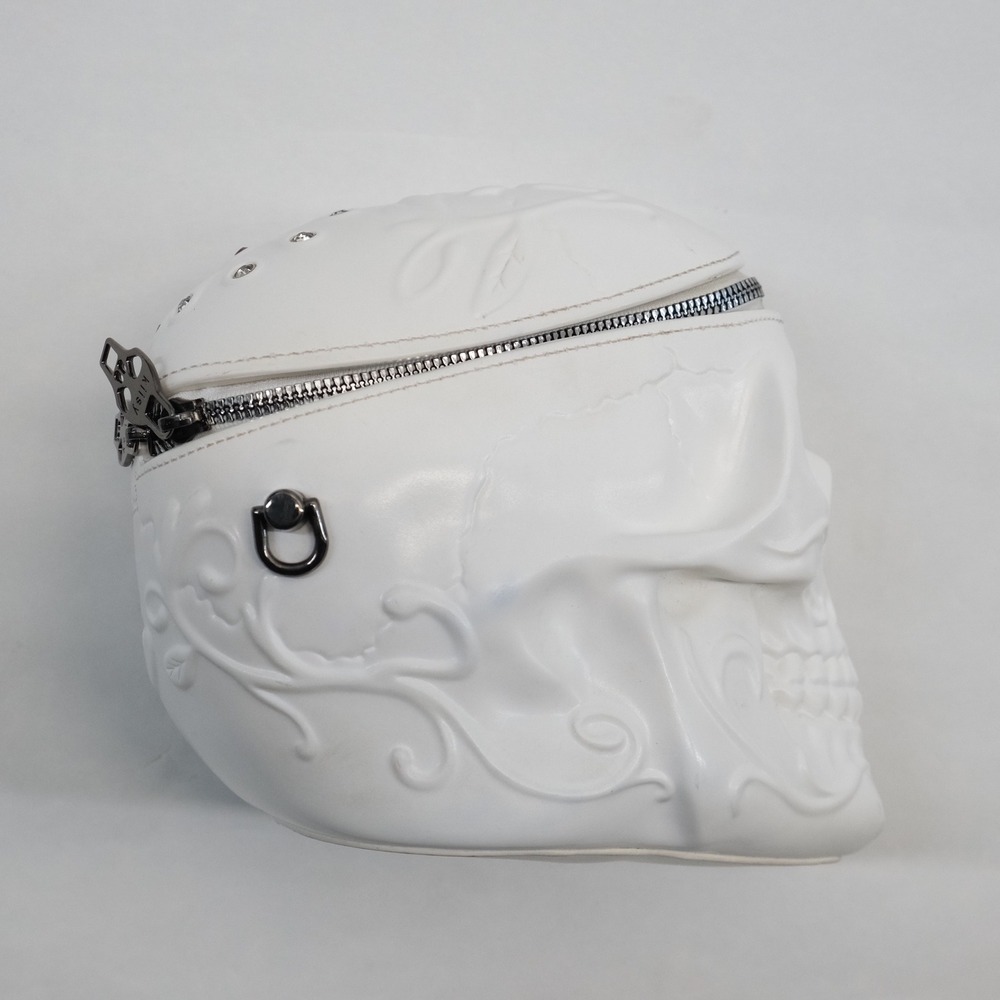 Kiisy Skull Crossbody Bag White Embossed Goth Small Messenger - Picture 13 of 13